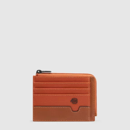 Portcard PIQUADRO din piele naturala, buzunar cu fermoar, PP4822W118R/TM