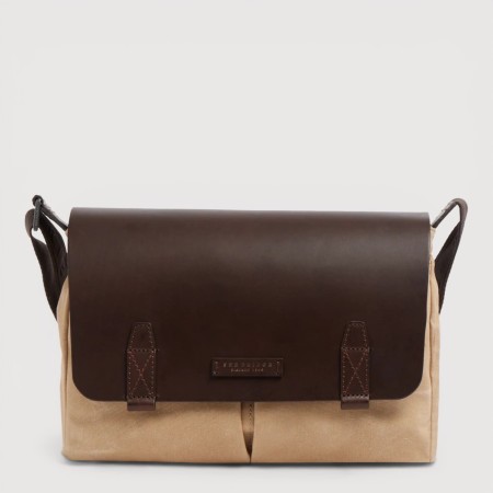Geanta messenger THE BRIDGE din piele si tesut 052306KF