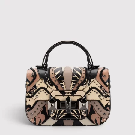 Poseta CROMIA din piele accesorizata cu broderii si print 1406365